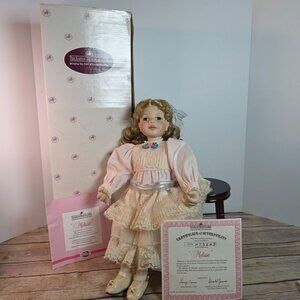 Melanie Victorian Vanity Porcelain Doll By Sandy Freeman With Stand & COA